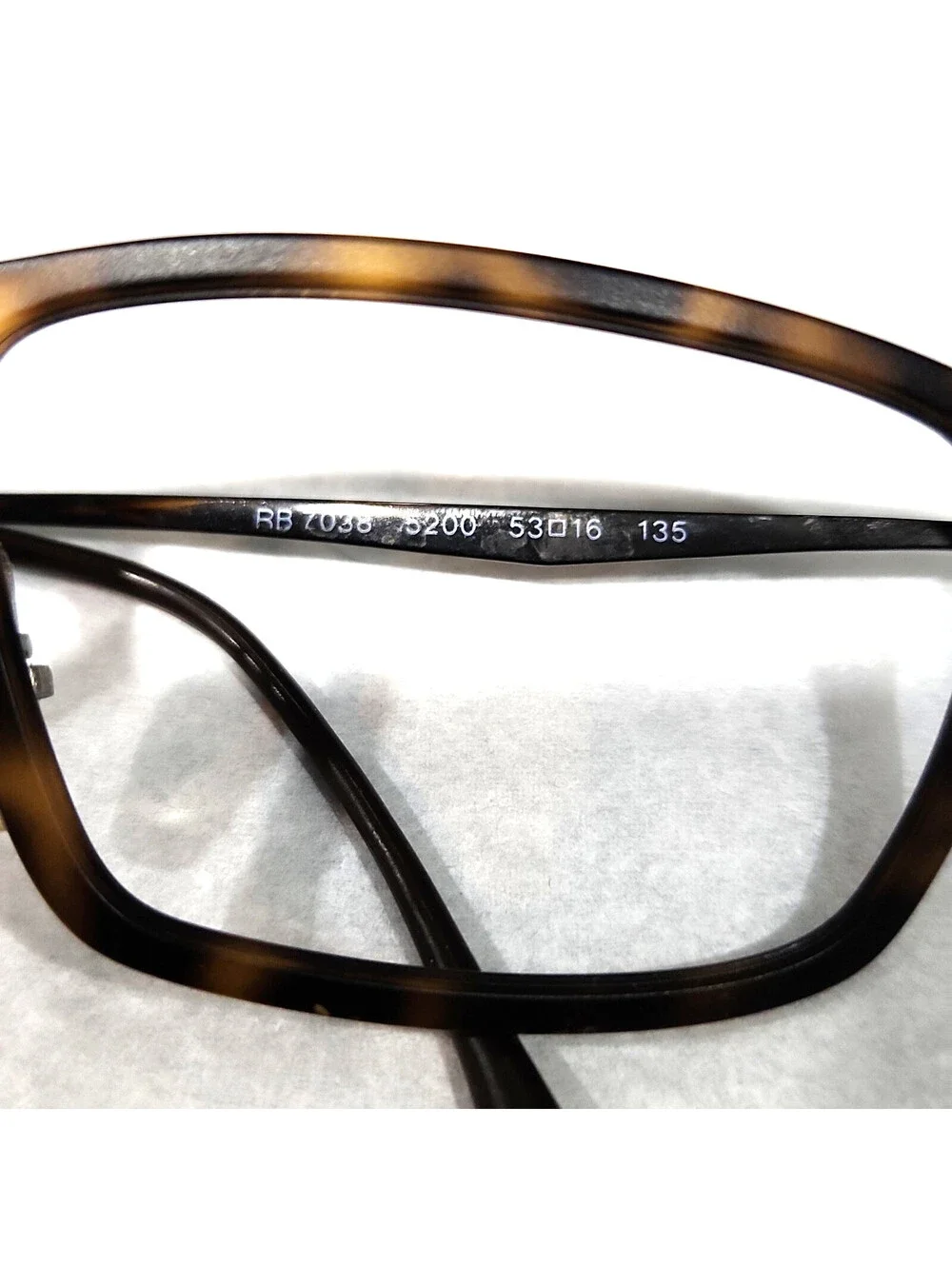 Ray Ban RB7038 5200 Lightray Tortoise Square Eyeglasses 53-16 135 Italy